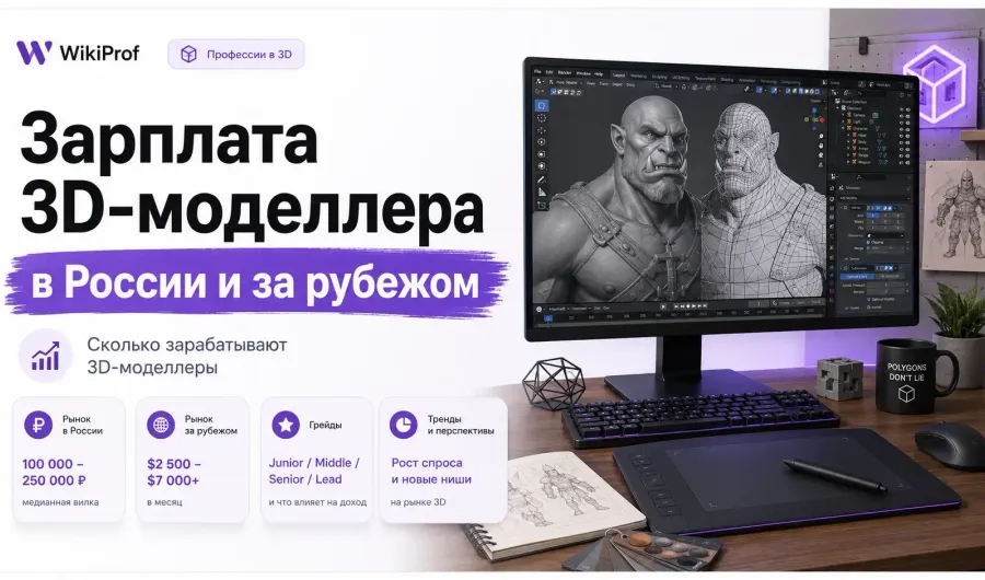 Сколько зарабатывают 3D-моделлеры в 2026 году: зарплата в России, за рубежом и на фрилансе
