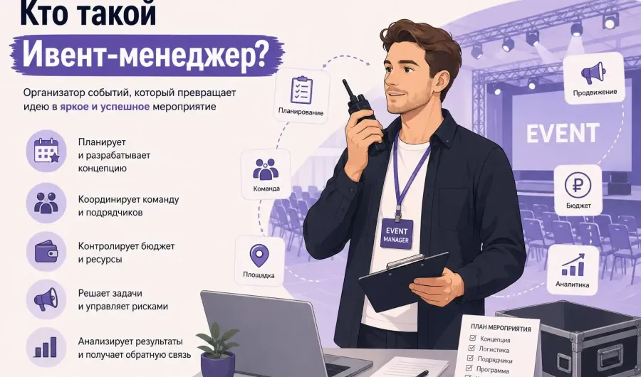 Кто такой ивент-менеджер и чем занимается: обязанности и зарплата Кто такой ивент-менеджер и чем занимается: обязанности и зарплата