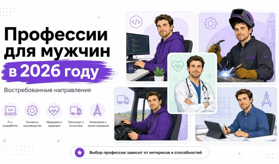 Профессии для мужчин в 2026 году: востребованные, высокооплачиваемые и доступные без диплома