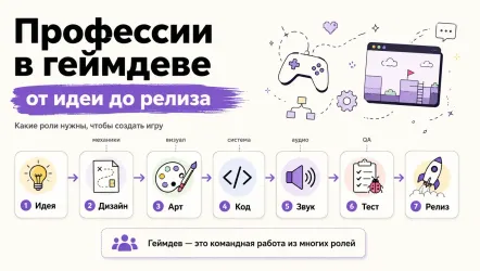Какие профессии есть в геймдеве: список ролей, зарплаты и какую выбрать
Какие профессии есть в геймдеве: список ролей, зарплаты и какую выбрать