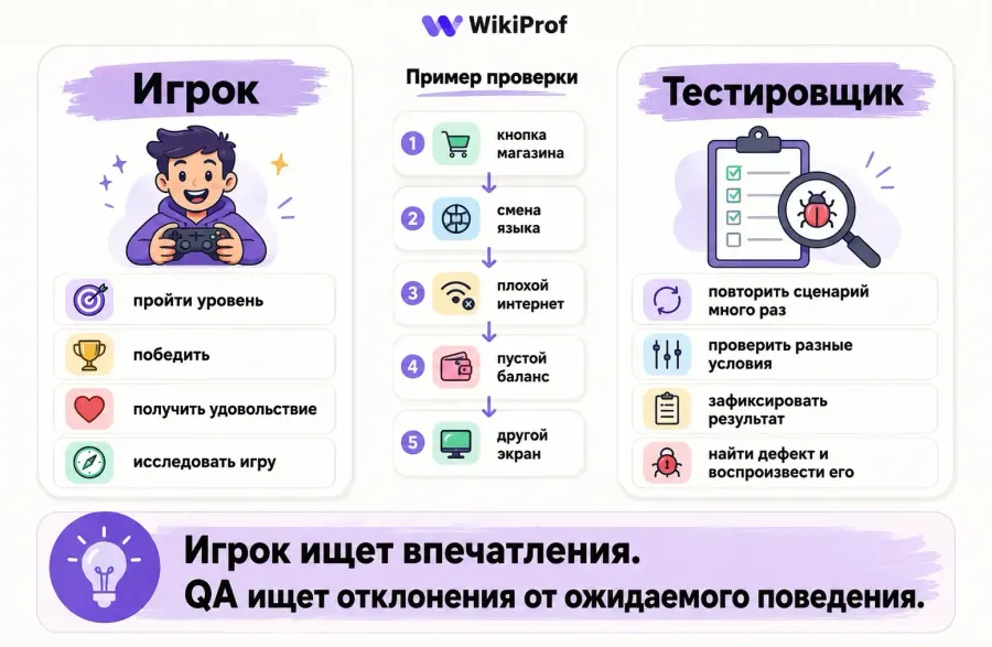 Чем игрок отличается от тестировщика