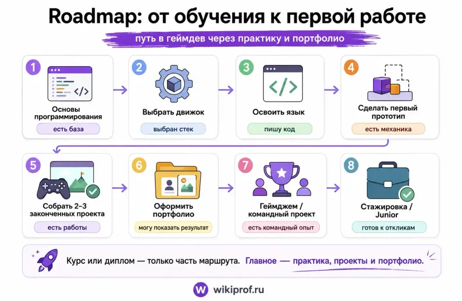 Путь от обучения разработке игр до портфолио и первой работы